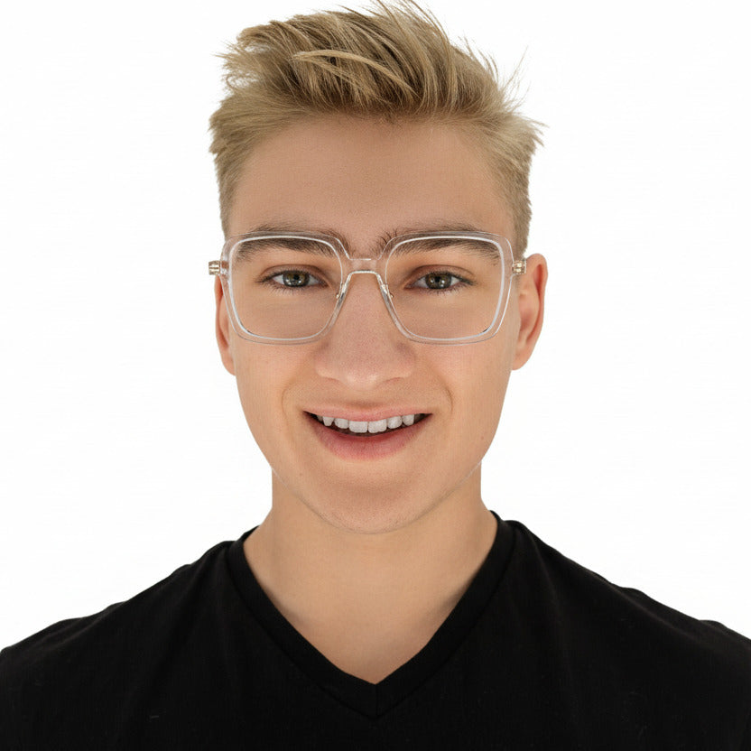 Arlo Clear Gold Men's Unisex Eyeglasses | Baxter Phillips | Fashionable Prescription Eyewear