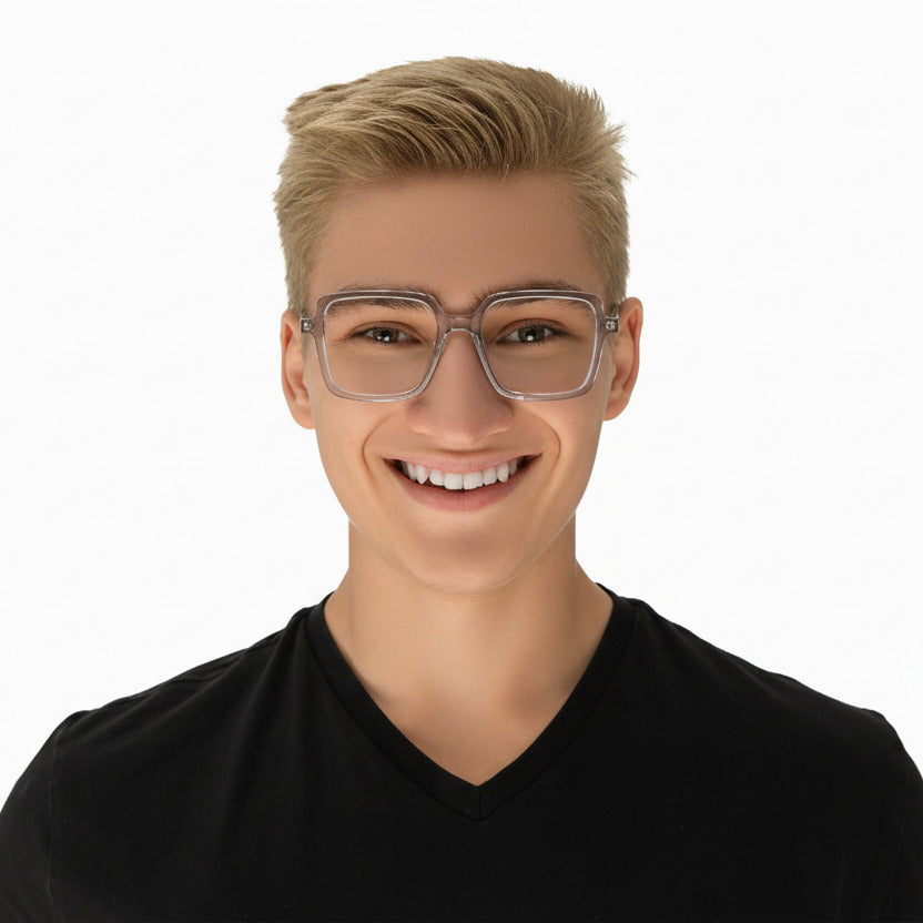 Arlo Clear Grey Gold Unisex Male | Baxter Phillips | Fashionable Prescription Eyewear