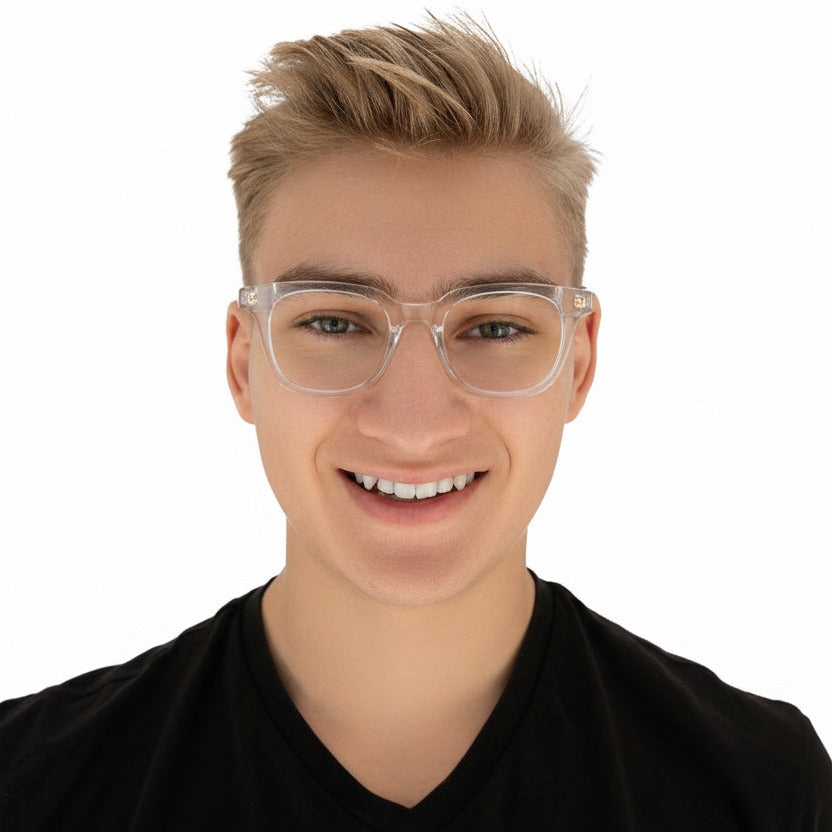 Charlotte Clear Gold Male Unisex | Baxter Phillips | Fashionable Prescription Eyewear