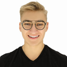 Load image into Gallery viewer, Lennon Men's Black and Gold Eyeglasses | Baxter Phillips | Fashionable Prescription Eyewear