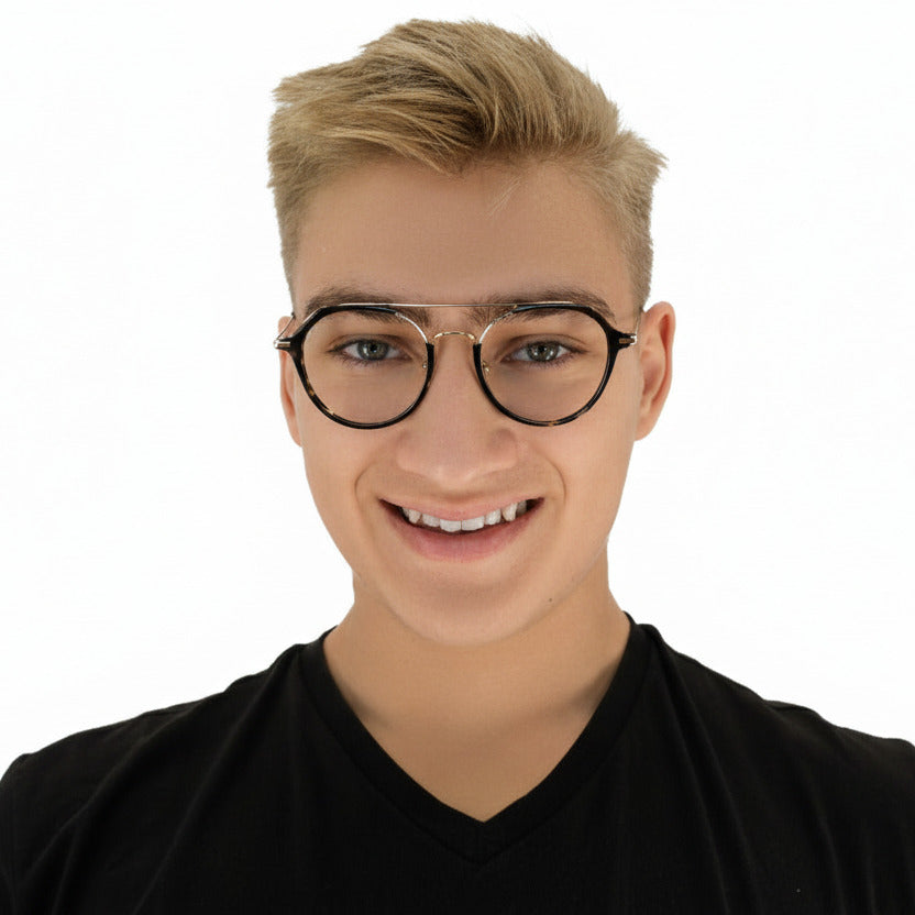 Lennon Men's Tortoise and Gold Eyeglasses | Baxter Phillips | Fashionable Prescription Eyewear