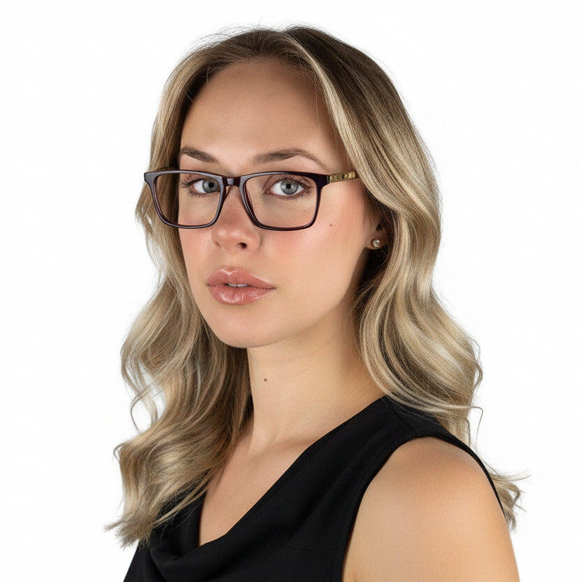 Beckett Burgundy Gold Female Unisex | Baxter Phillips | Fashionable Prescription Eyewear