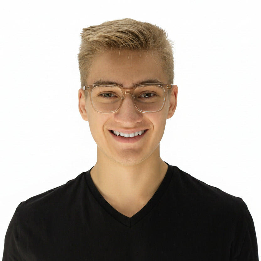 Bedford Clear Beige Male | Baxter Phillips | Fashionable Prescription Eyewear