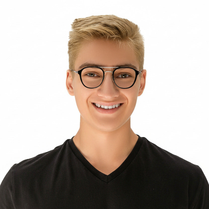 Exeter Black Silver Male Unisex | Baxter Phillips | Fashionable Prescription Eyewear