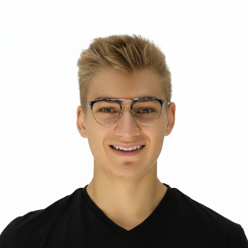 Faye Black Silver Male Unisex | Baxter Phillips | Fashionable Prescription Eyewear