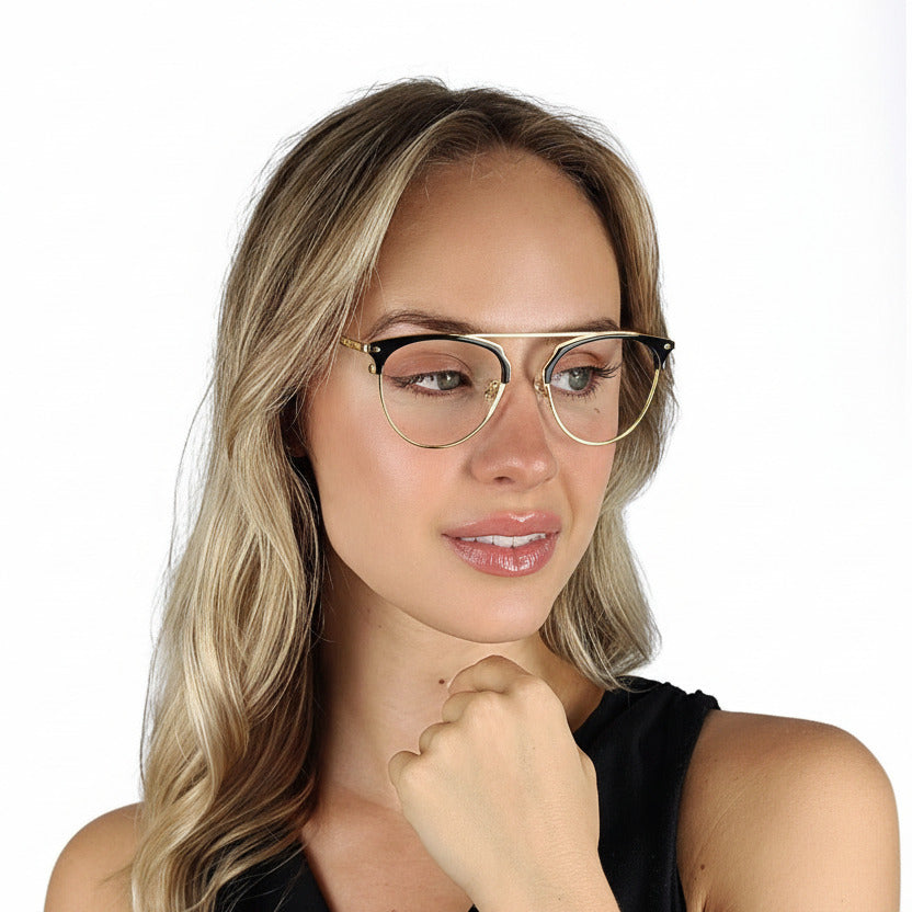 Faye Black Gold Female Unisex | Baxter Phillips | Fashionable Prescription Eyewear