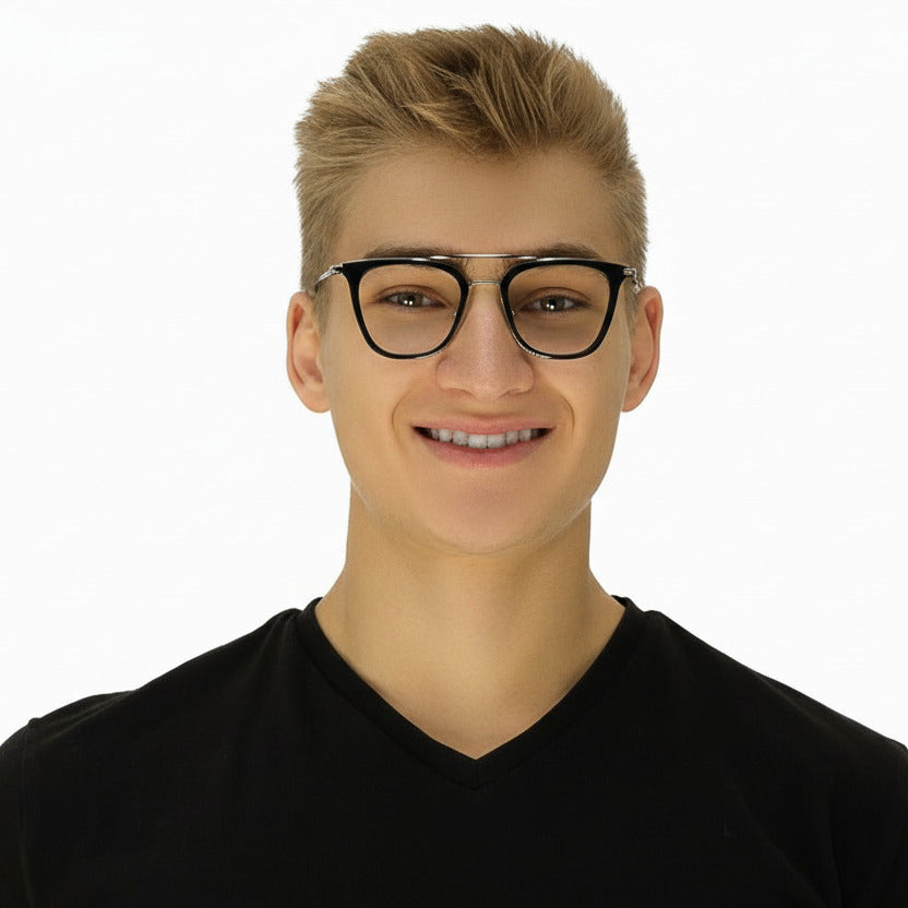 Kensington Black Silver Male Unisex | Baxter Phillips | Fashionable Prescription Eyewear