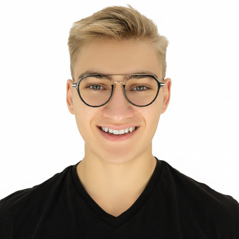 Lennon Men's Black and Gold Eyeglasses | Baxter Phillips | Fashionable Prescription Eyewear
