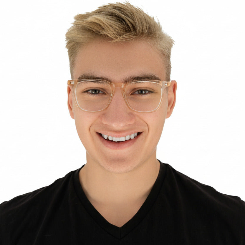 Ryder Clear Beige Unisex Male | Baxter Phillips | Fashionable Prescription Eyewear