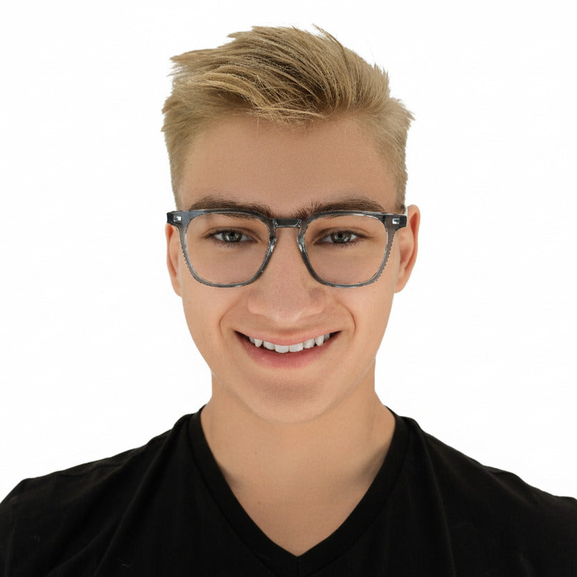 Ryder Clear Grey Unisex Male | Baxter Phillips | Fashionable Prescription Eyewear