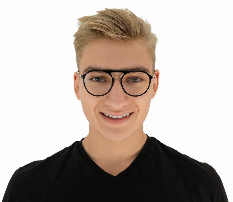 Suffolk Men's Black and Gold Eyeglasses | Baxter Phillips | Fashionable Prescription Eyewear