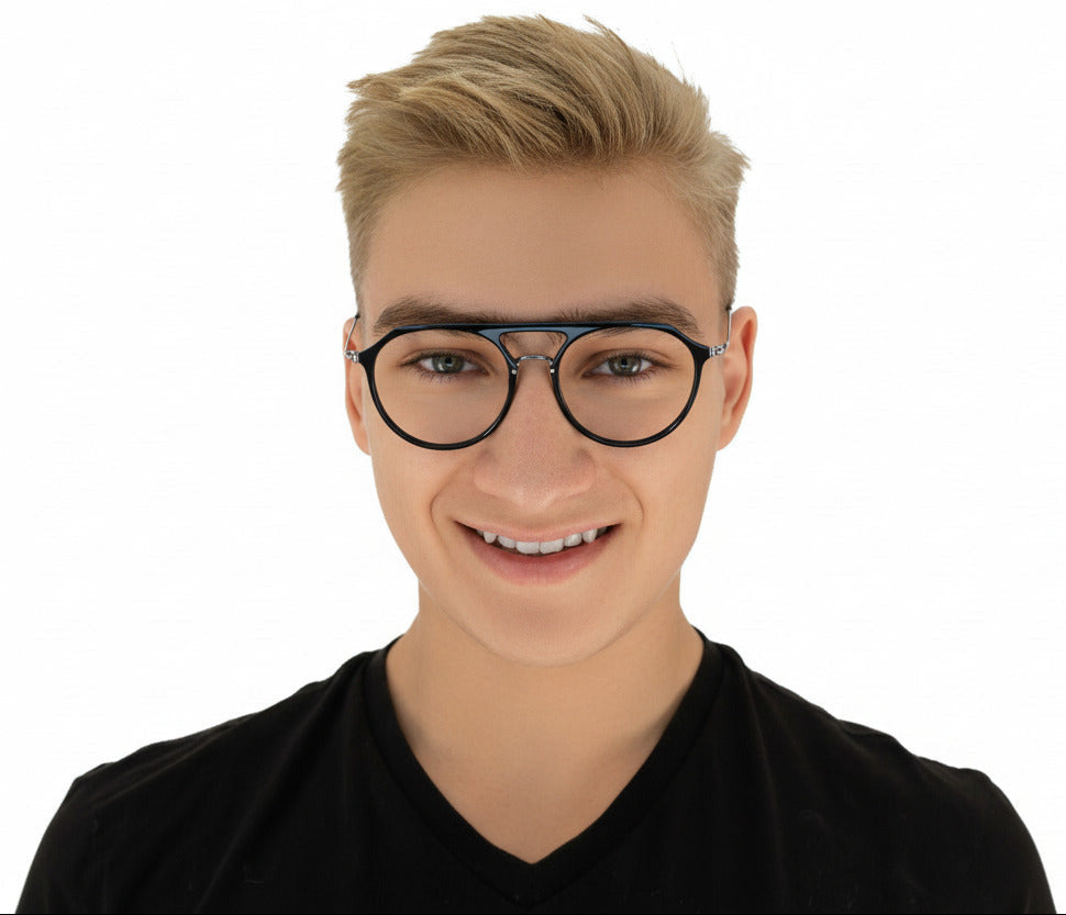 Suffolk Men's Black and Silver Eyeglasses | Baxter Phillips | Fashionable Prescription Eyewear